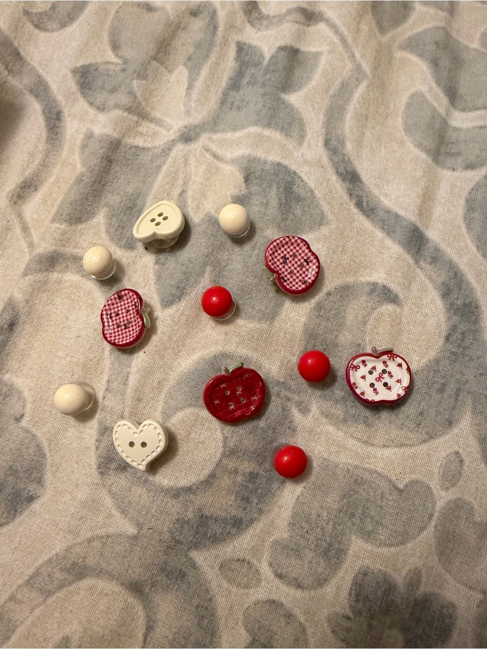 Jibbitz Red & Cream Apple and Heart Shoe Charms
